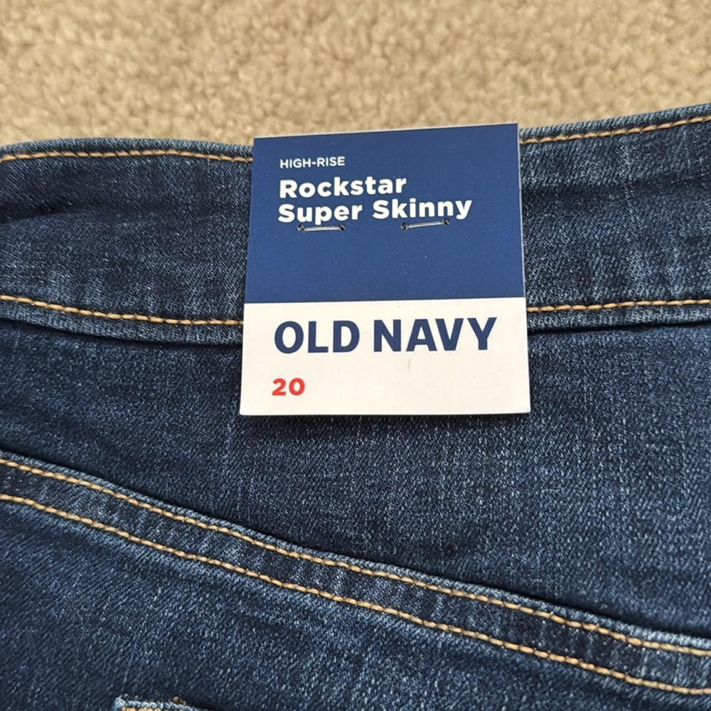 Old Navy 2 pair rockstar super skinny Dark blue denim, women’s size 20, NWT - Picture 2 of 4